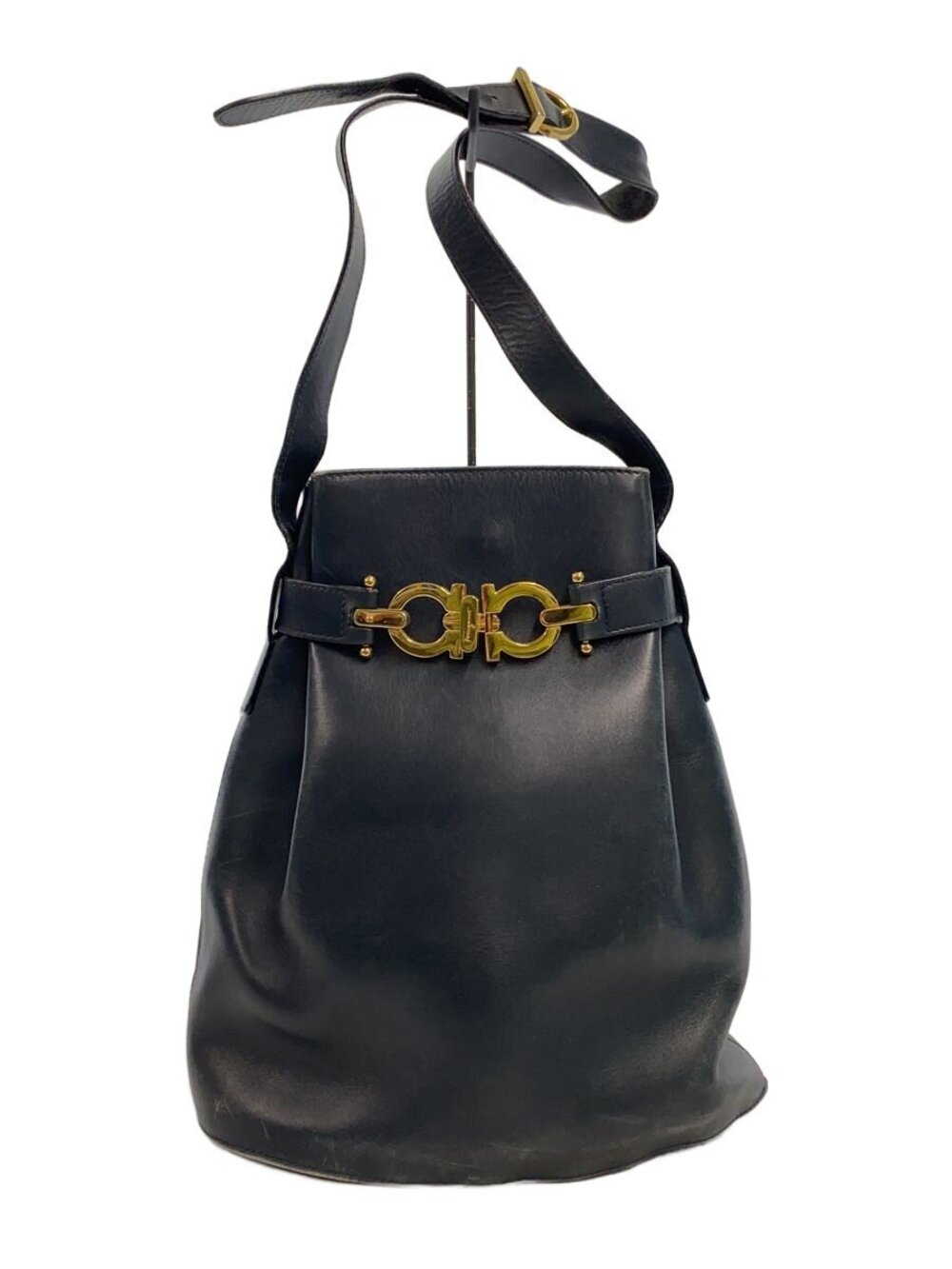 Salvatore Ferragamo Shoulder Bag Leather Navy Blue